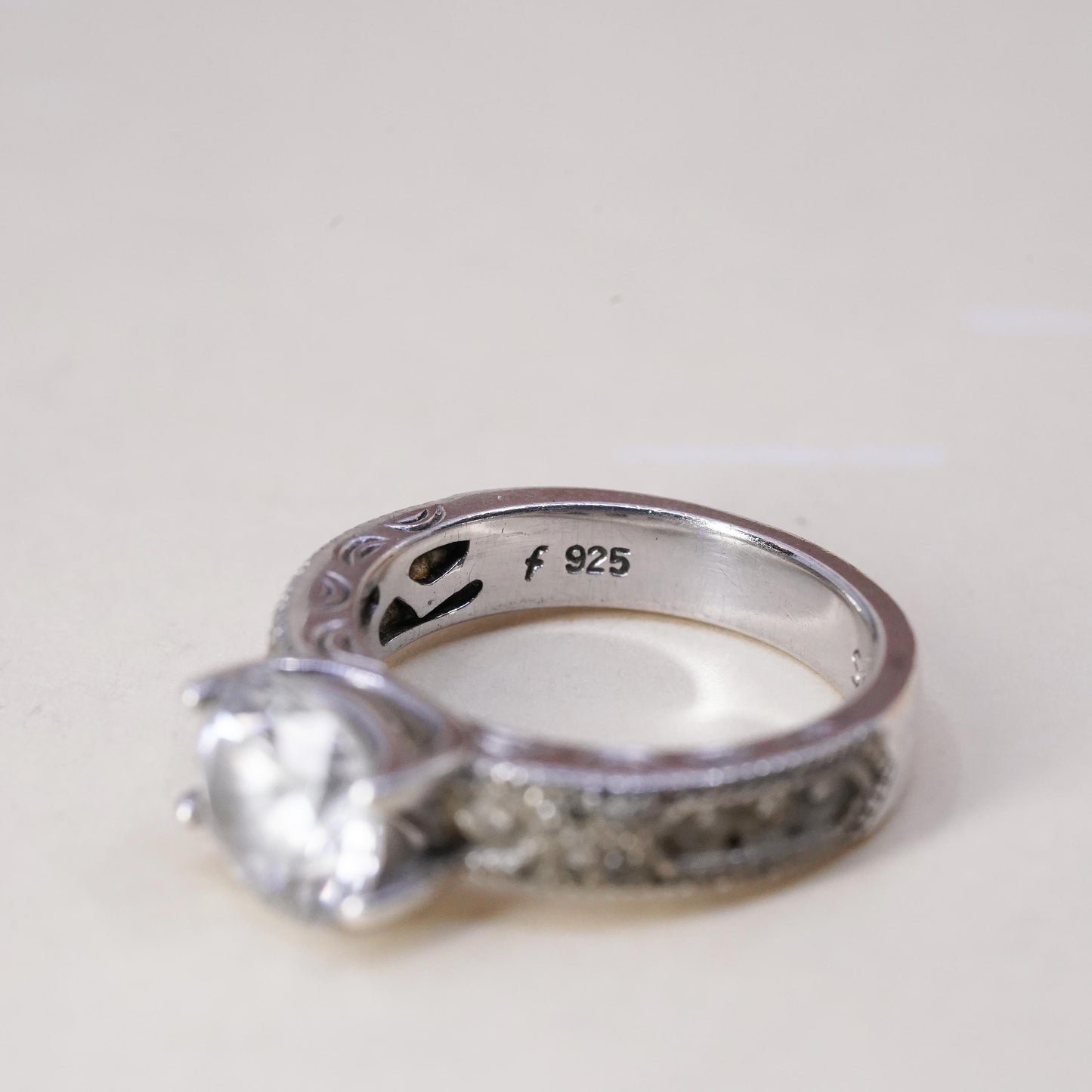 Size 5, Vintage Stauer Sterling Silver 925 Anniversary Band Ring with cz
