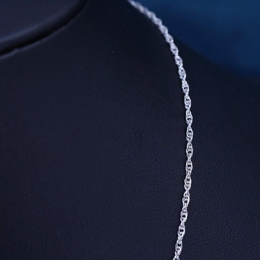 18”, 1.6mm, vintage Sterling silver handmade necklace, 925 rope chain
