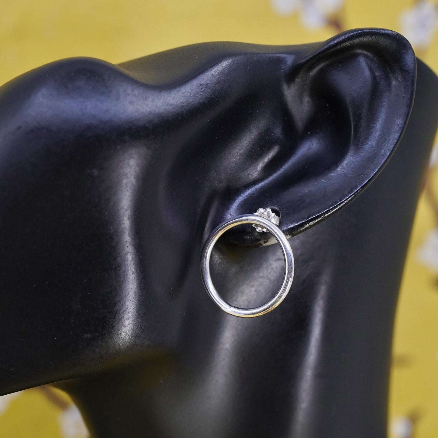 vintage Sterling silver handmade studs, circle earrings