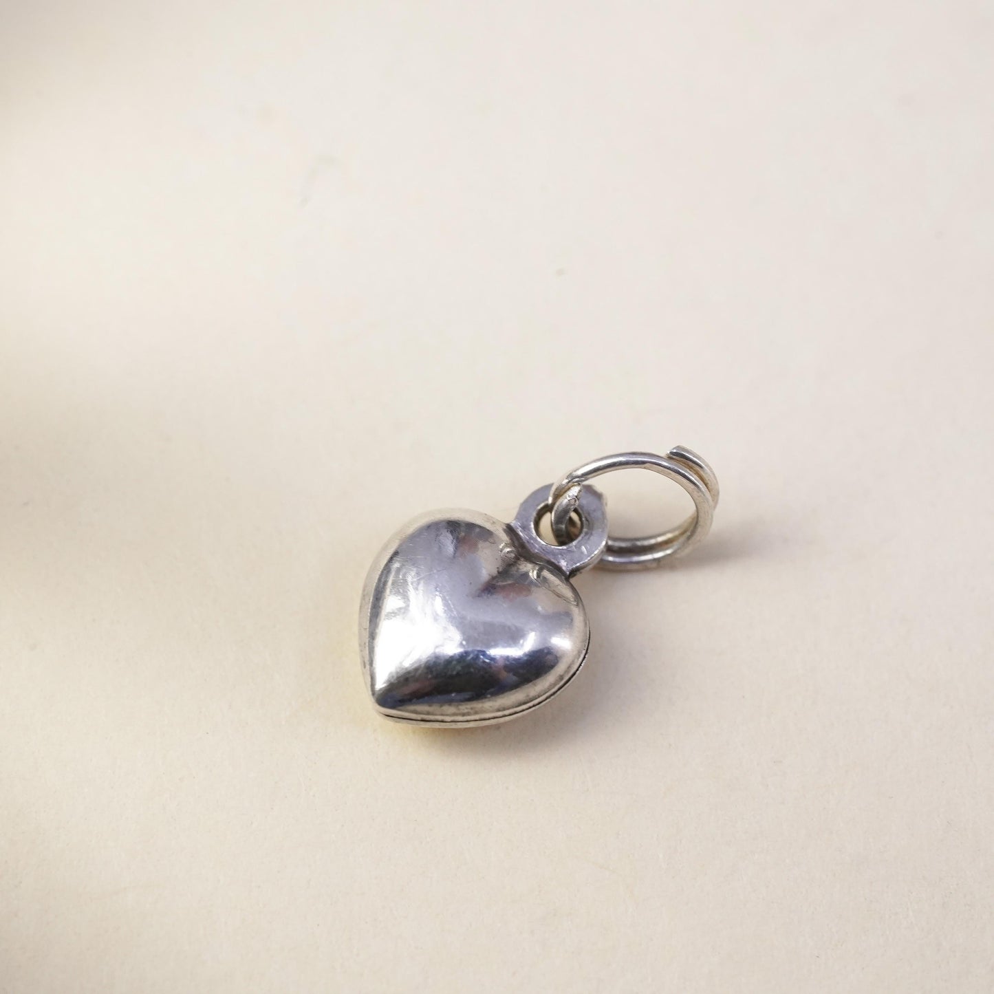 Vintage sterling silver heart tag charm, 925 pendant