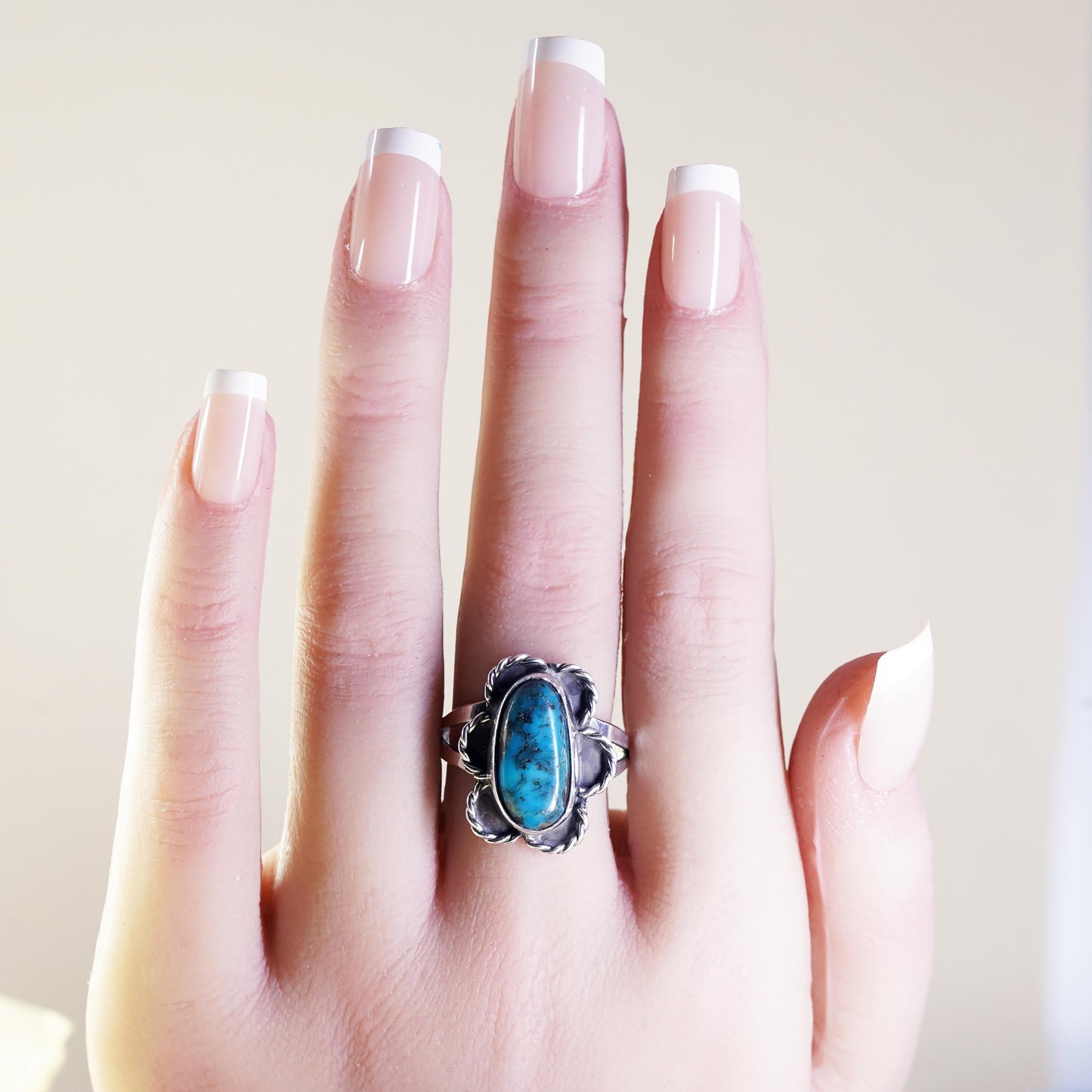 Size 9.5 Native American sterling 925 silver ring with turquoise, southwestern