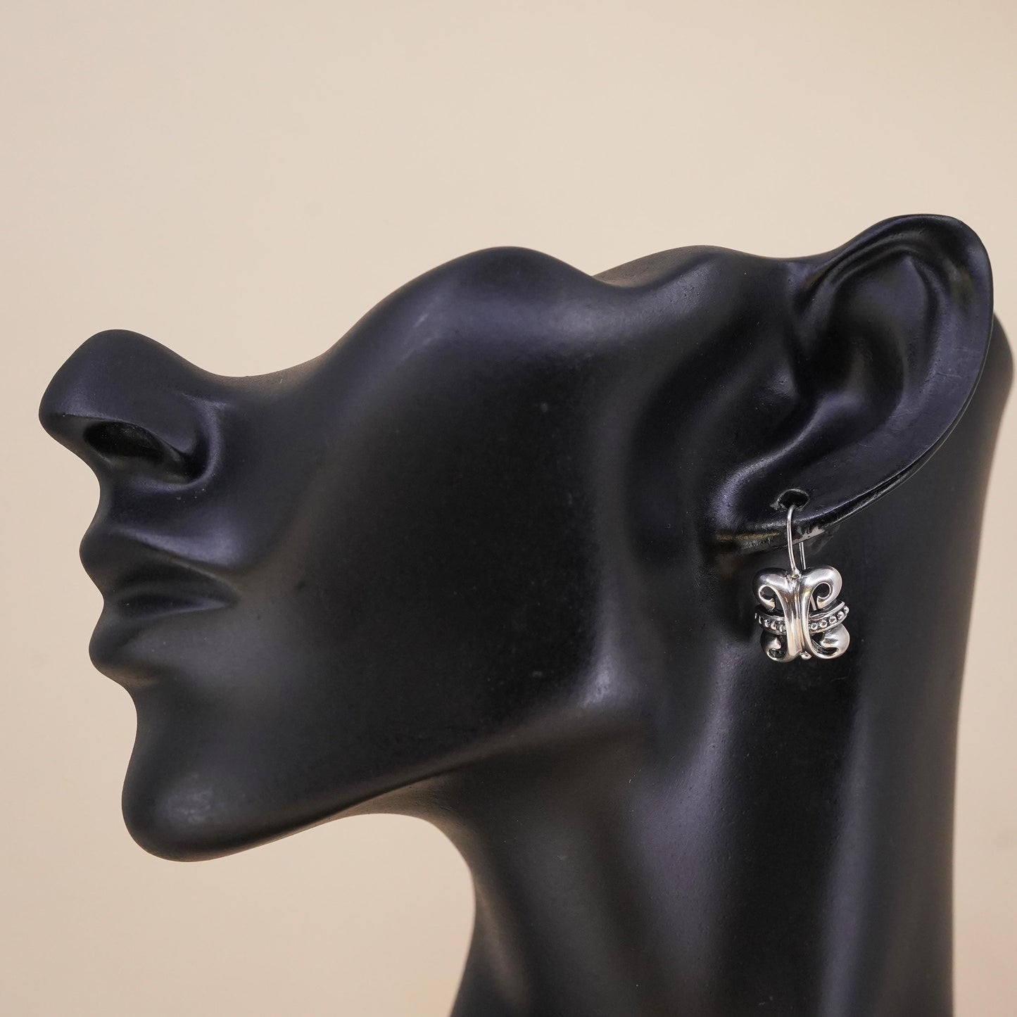 Vintage sterling 925 silver single earring, fashion filigree dangle