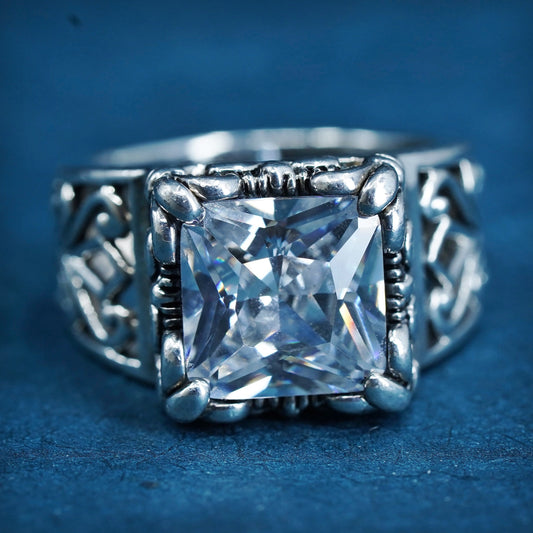 sz 7, Silpada Sterling 925 Silver Uptown Cubic Zirconia Filigree Ring R0981 CZ