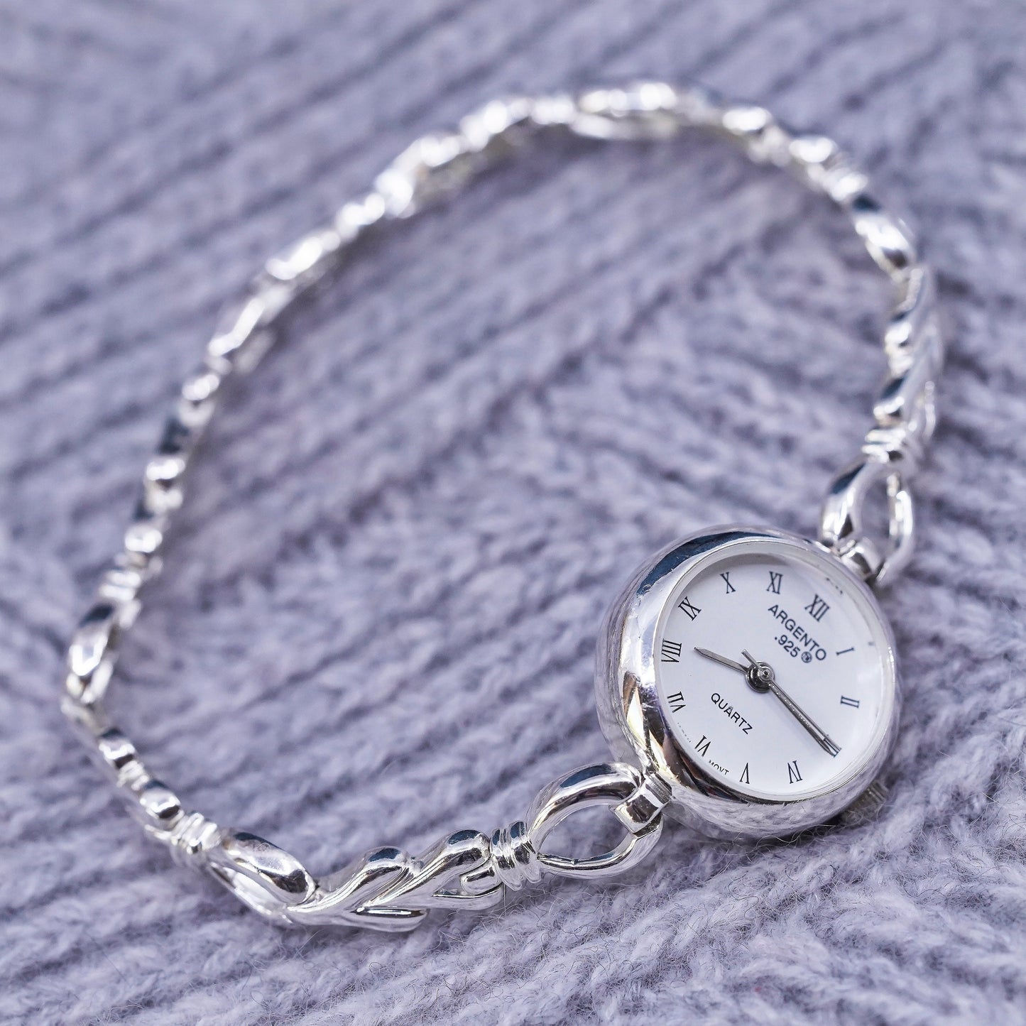 7”, Sterling Silver 925 Watch Argento Brand Round Face Silver not Working