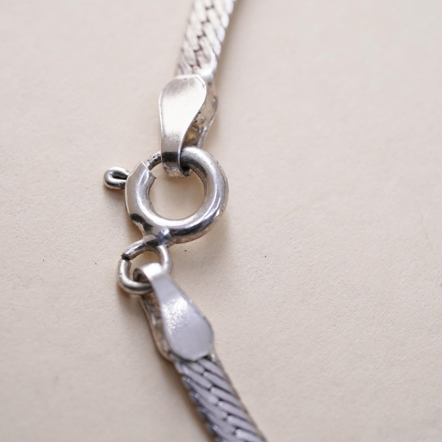 7.5” 3mm, Vintage sterling 925 silver bracelet, herringbone link bracelet
