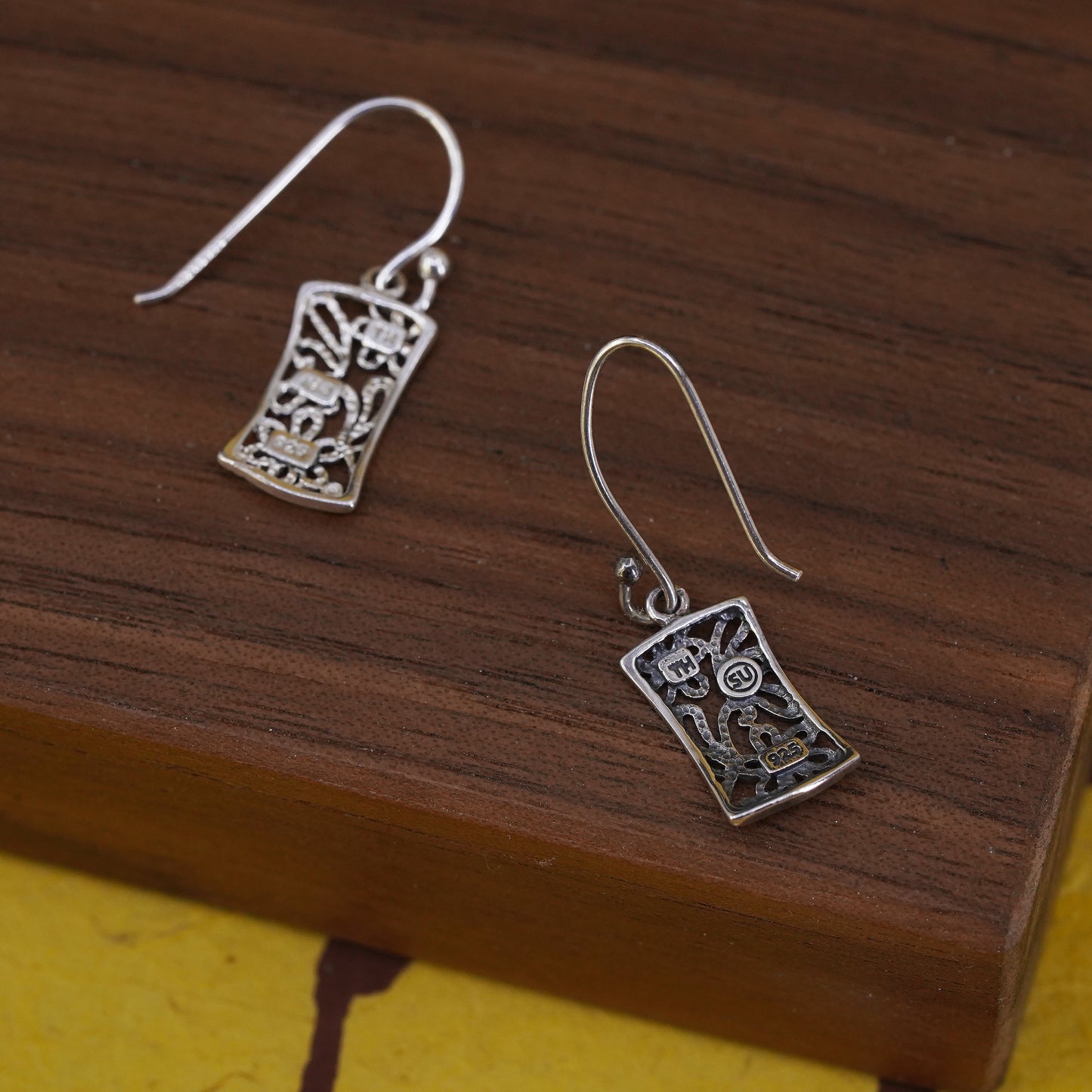 Vintage Sterling silver handmade earrings, 925 flower drops