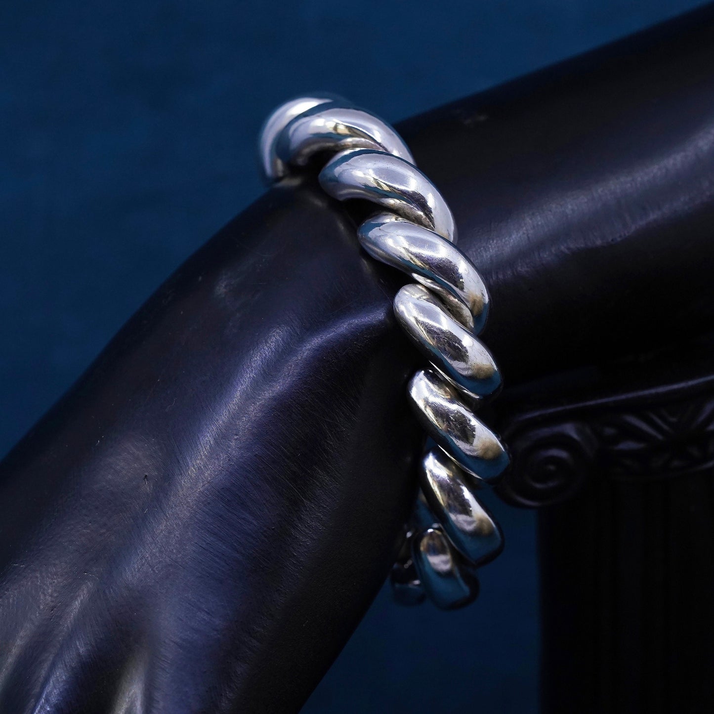 6", 15mm, vintage Italian Sterling silver men's bracelet, 925 San Marco chain