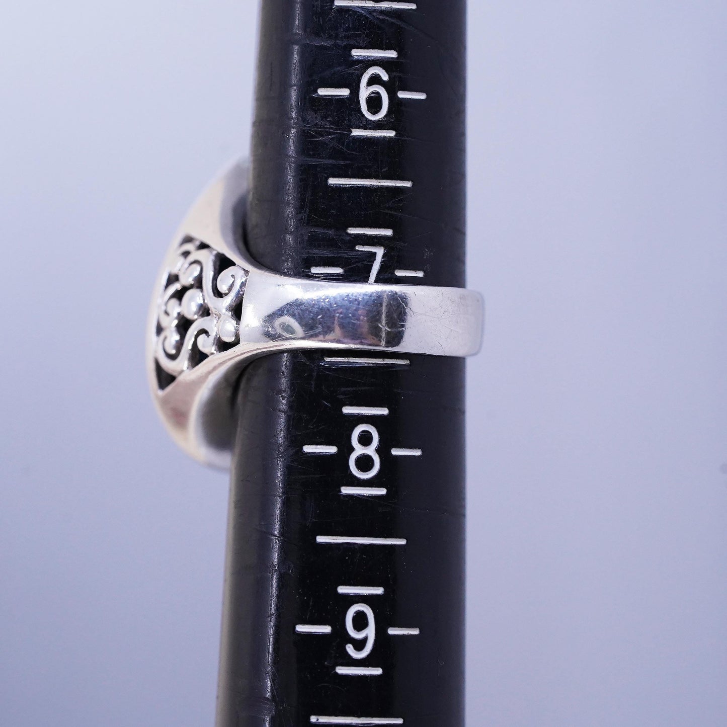 Size 7, Southwestern sterling silver ring, filigree 925 ring teardorp turquoise