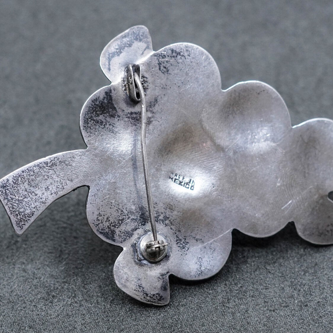 Vintage huge handmade puffy sterling 925 silver grapes brooch