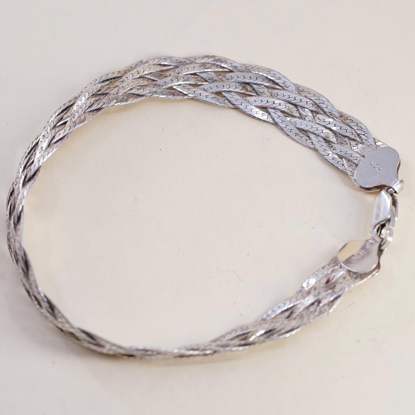 7.25” Italian multi 6 strands sterling silver bracelet, 925 herringbone chains