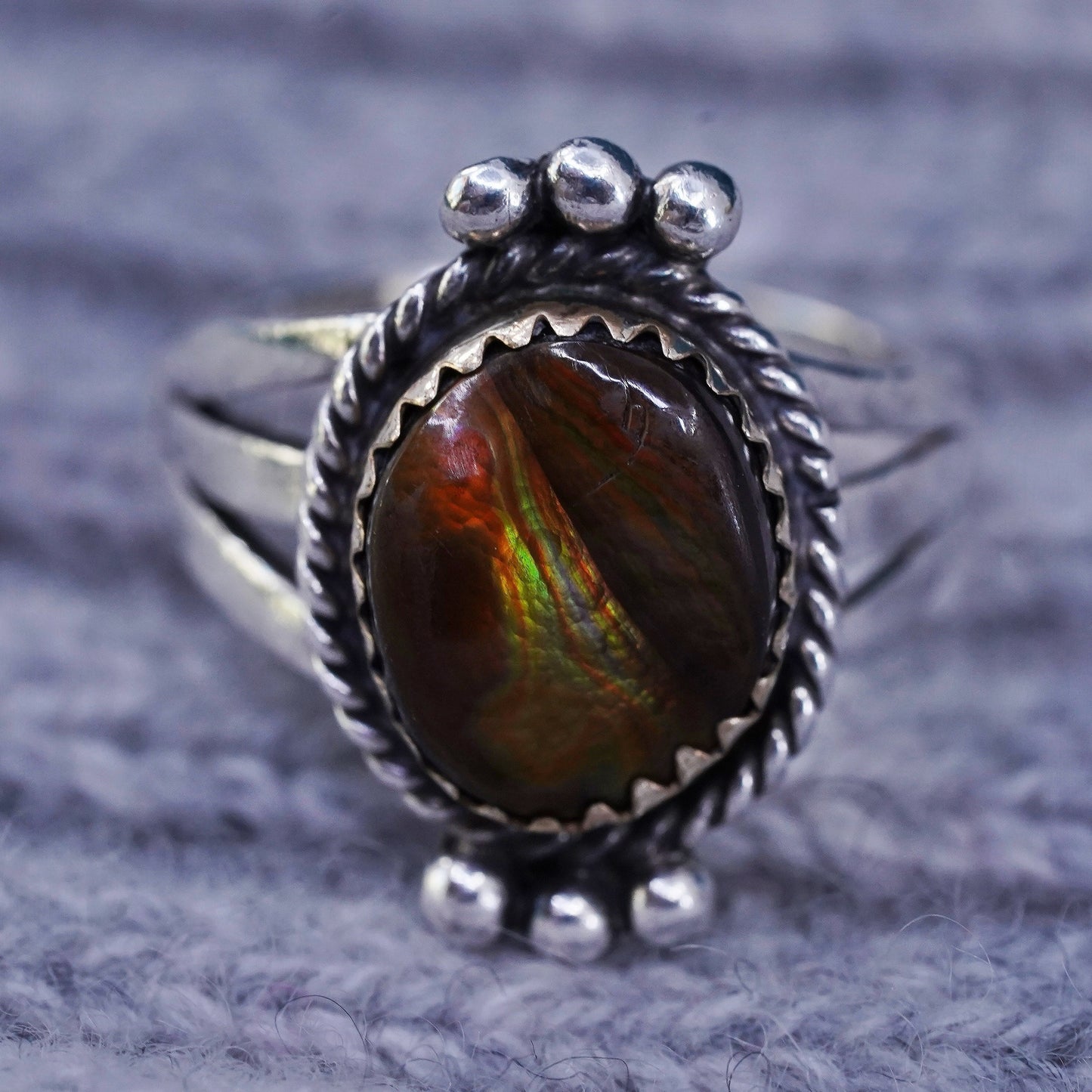 Size 6, Native American Richard Begay sterling 925 silver handmade ring abalone