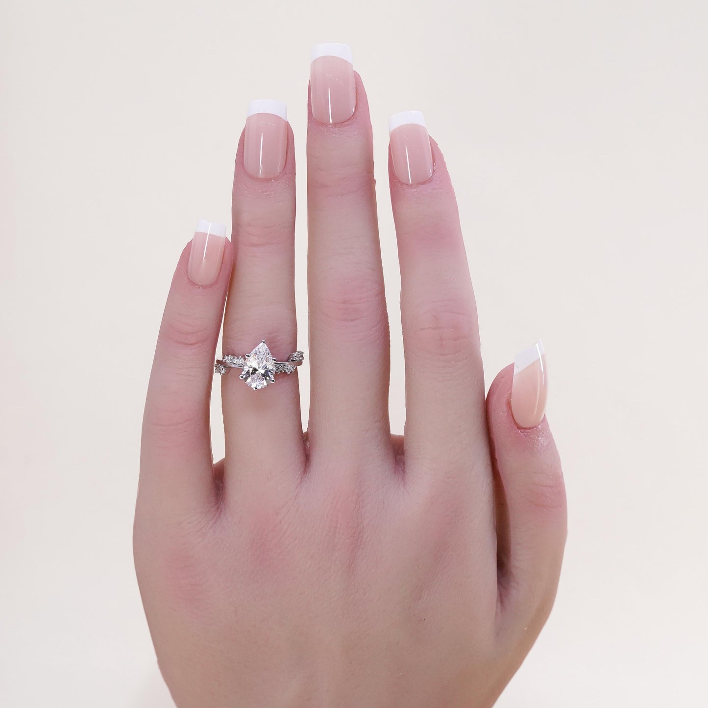 Size 5, Sterling silver ring, 925 silver with teardrop cut cz, engagement ring