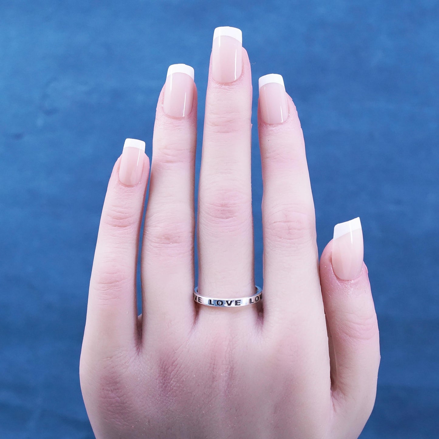 Size 9.5, vintage Sterling silver handmade ring, 925 stackable band with “Love”