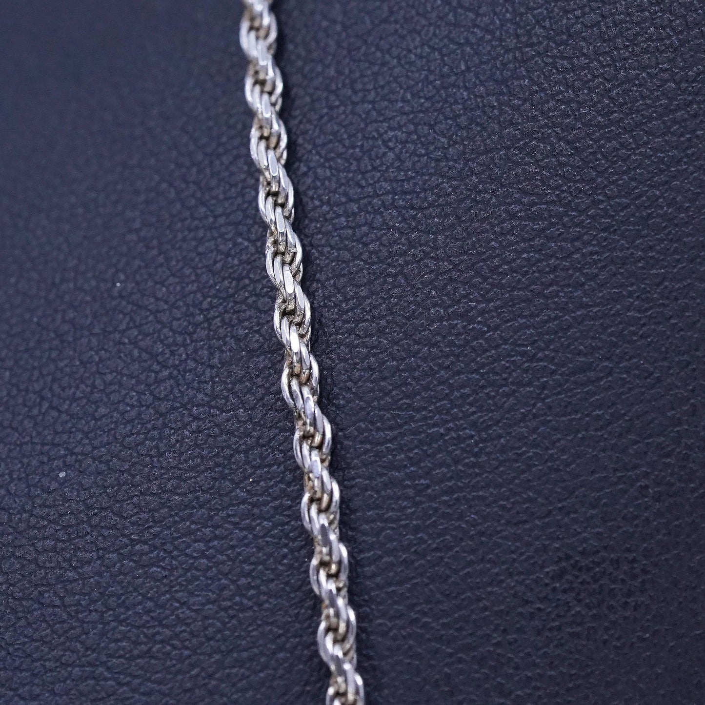 24” Italy Sterling 925 silver rope chain necklace 14K yellow gold 585 clasp