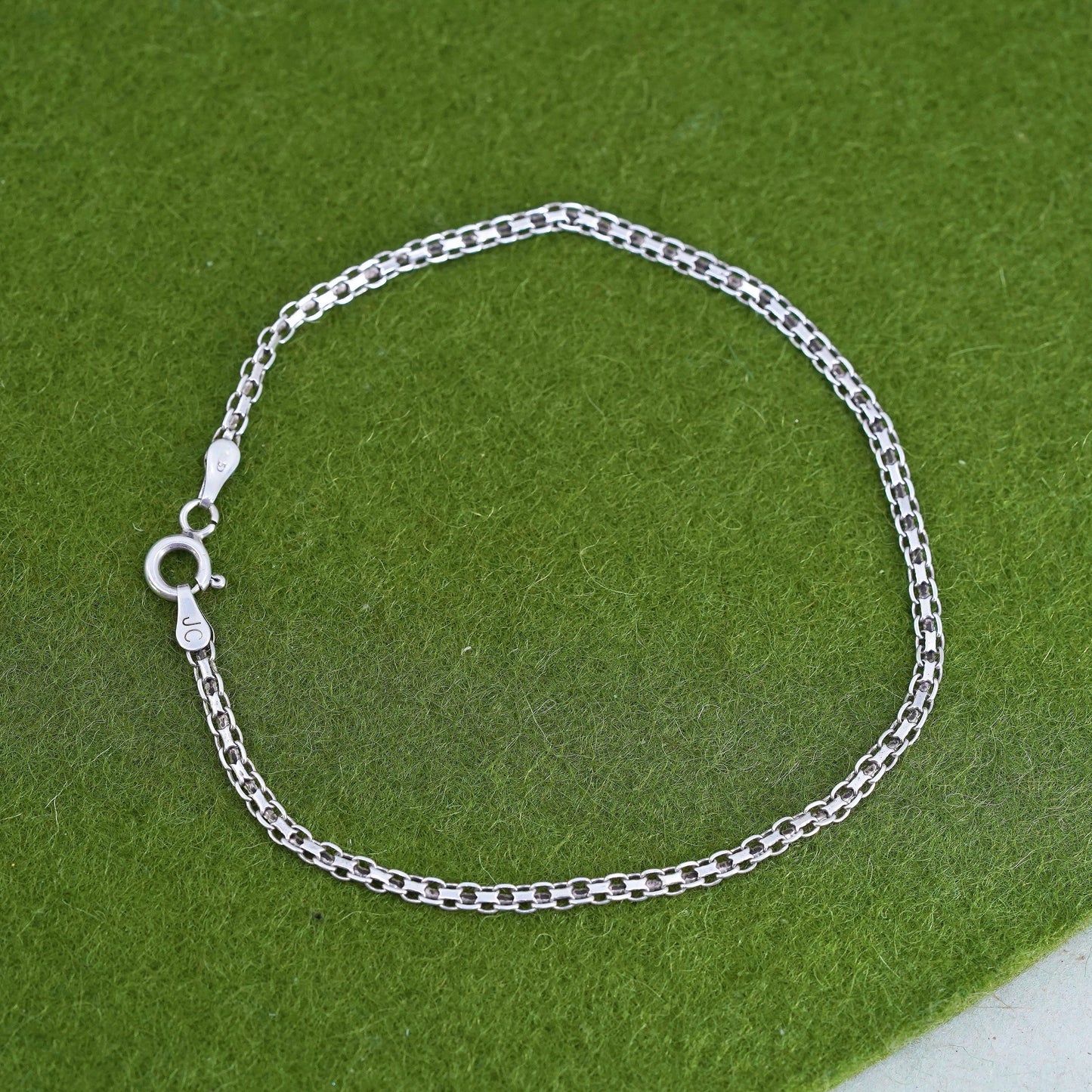 8" 3mm, Vintage sterling 925 silver bracelet, Italy anchor chain
