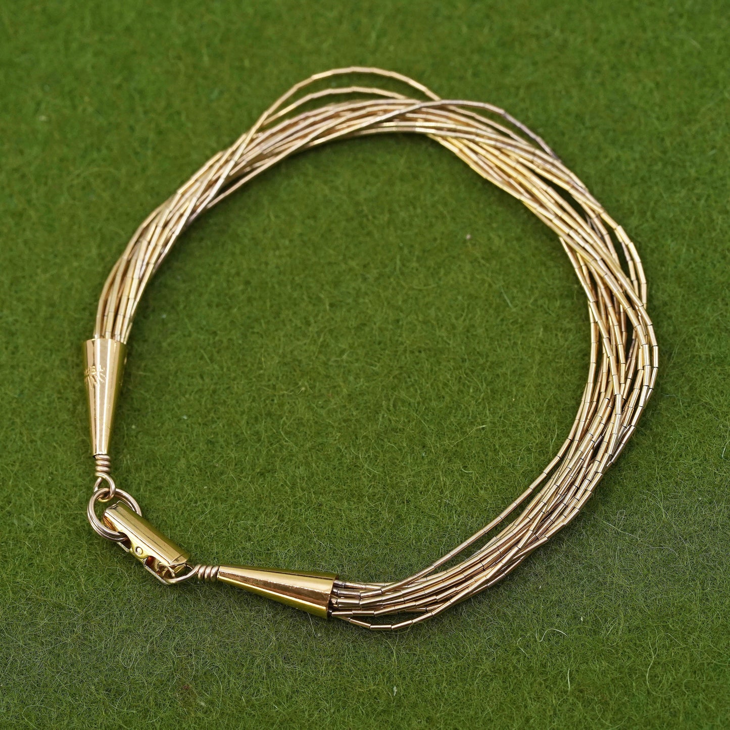 6.75", Native American yellow gold over sterling 925 liquid silver 15 bracelet