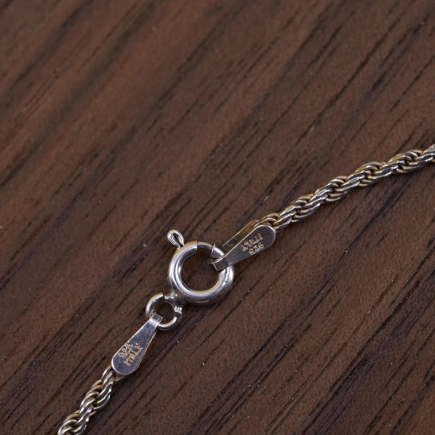30”, 2mm, vintage Sterling silver necklace, Italy 925 rope chain