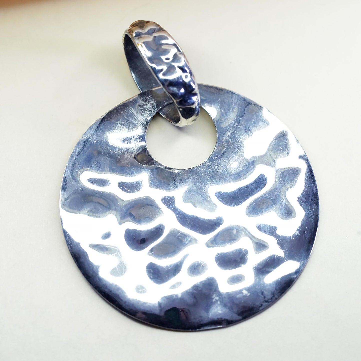 Vintage Silpada sterling 925 silver handmade hammered circle pendant