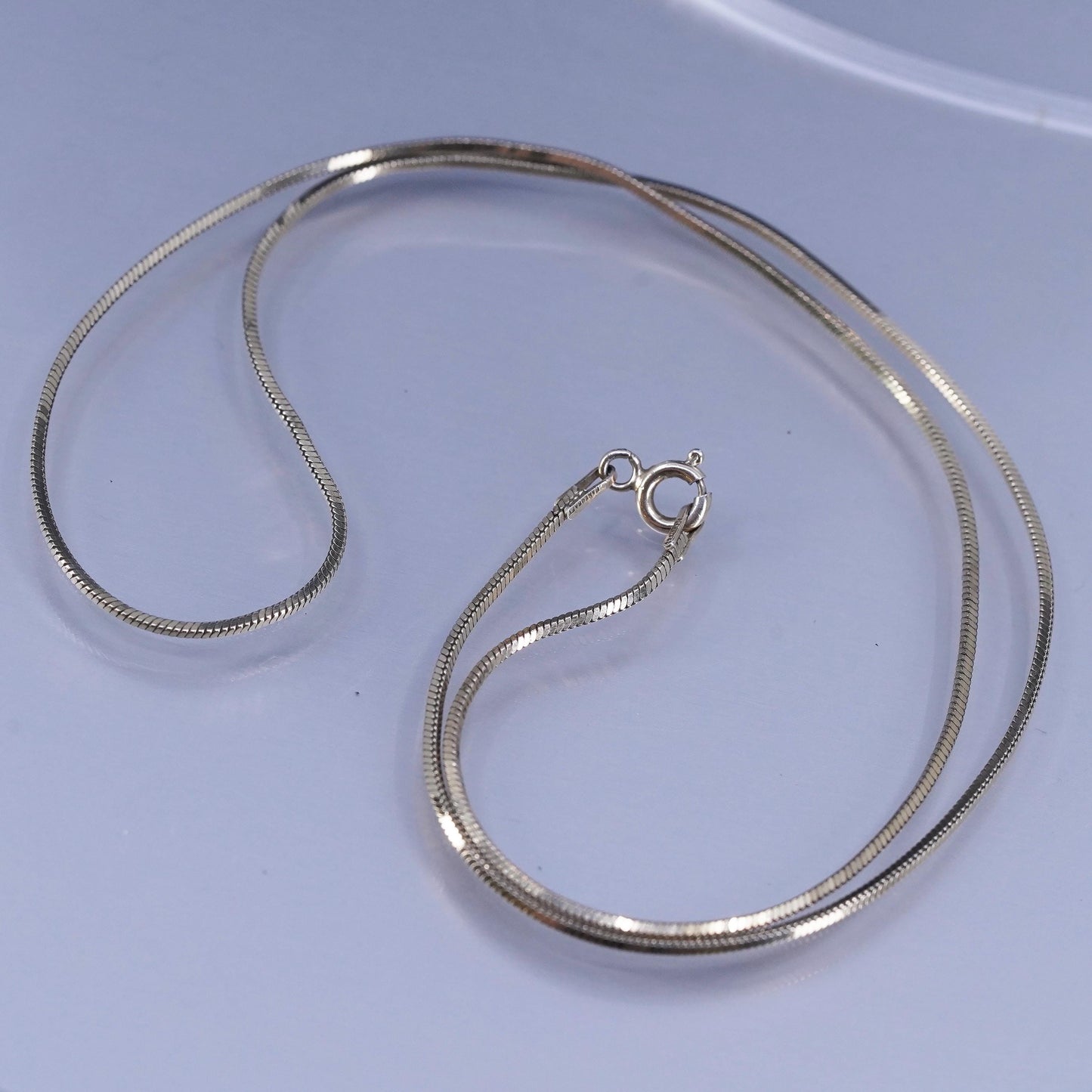 18”, Italian Danecraft vermeil gold Sterling 925 silver square snake necklace
