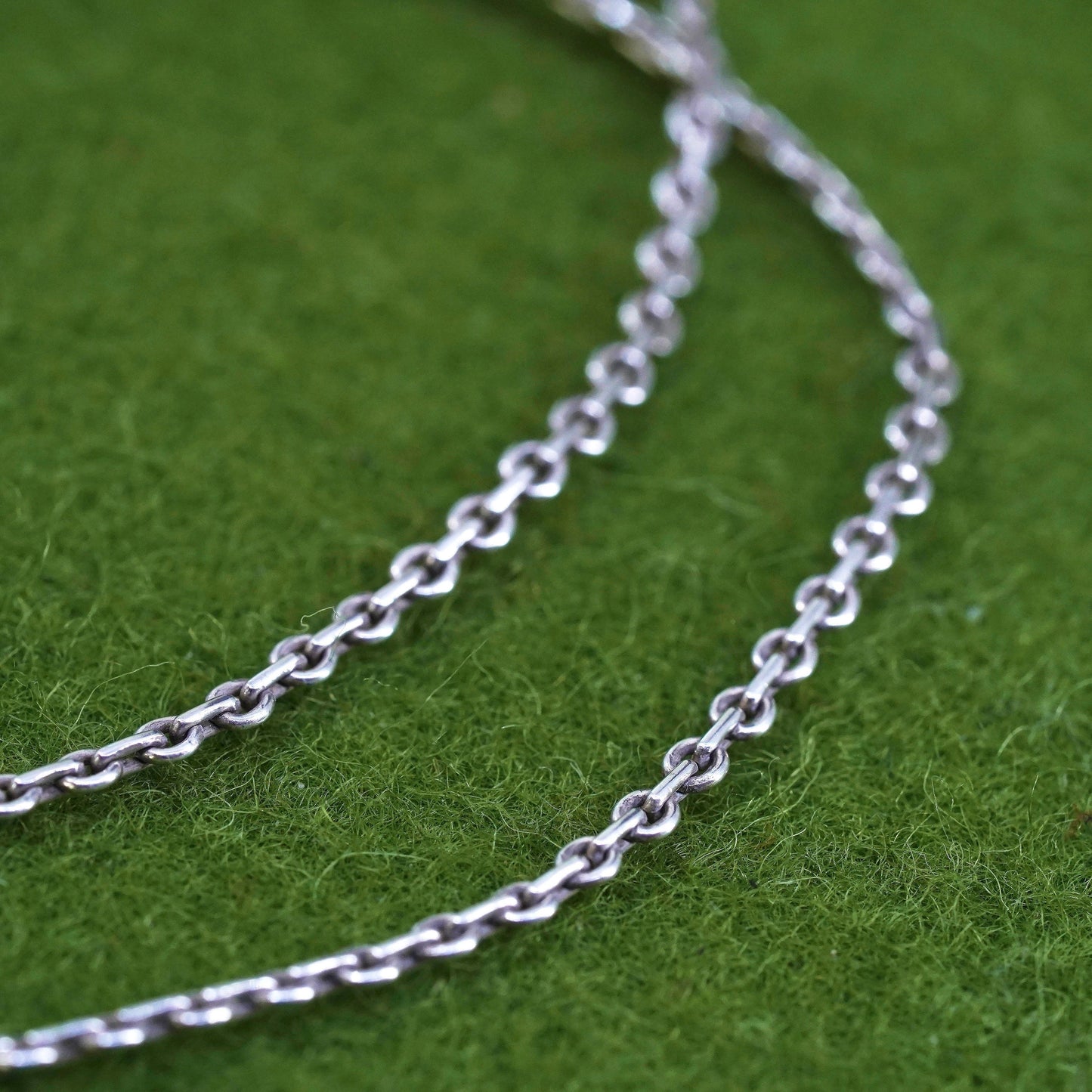 18" 1.6mm, Vintage Italian sterling circle link chain, 925 silver necklace