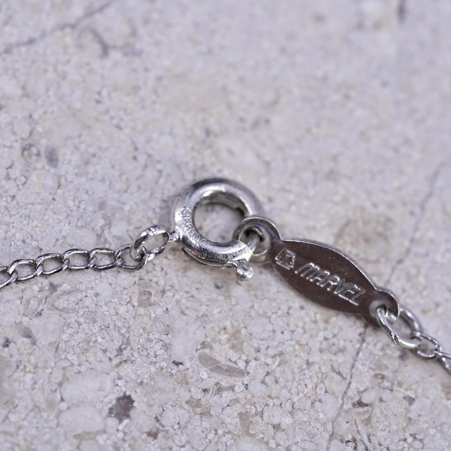 16", vintage Marvel Sterling silver necklace, 925 circle chain cross pendant