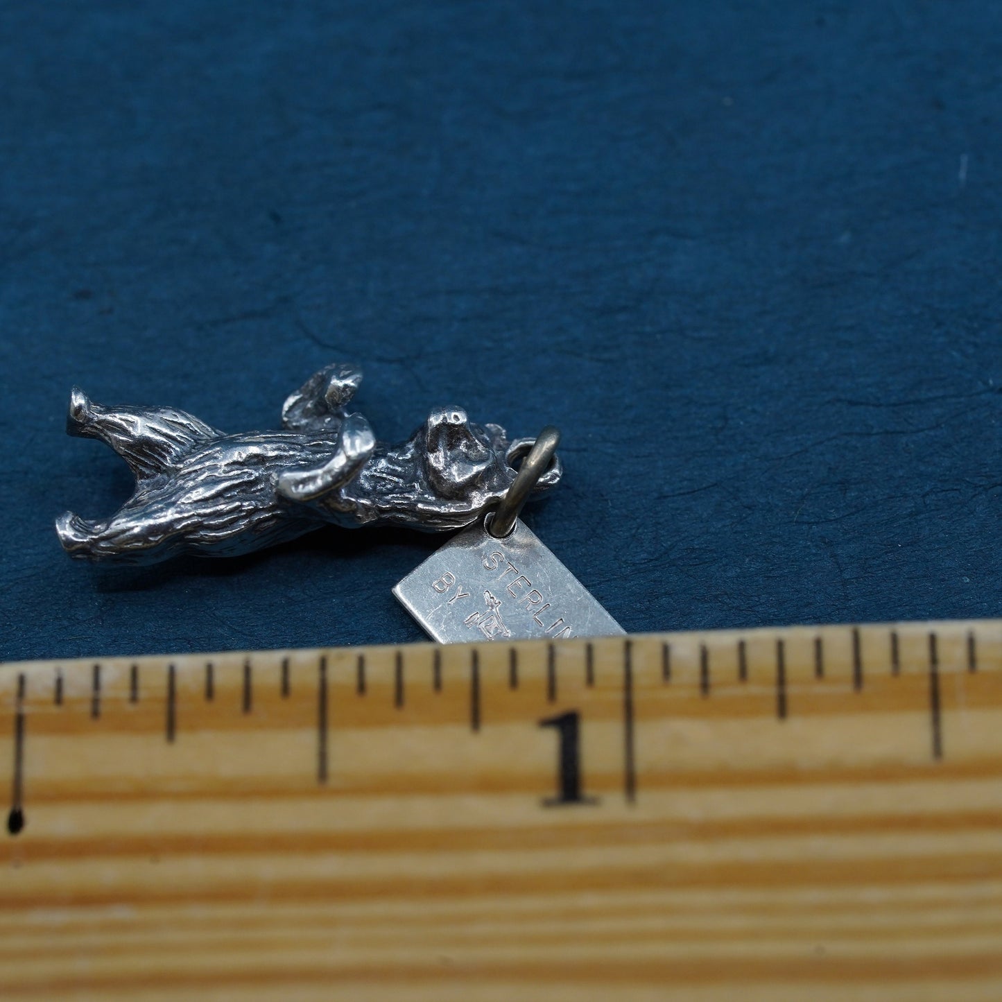 Native American bell trading post sterling silver pendant, 925 bear charm