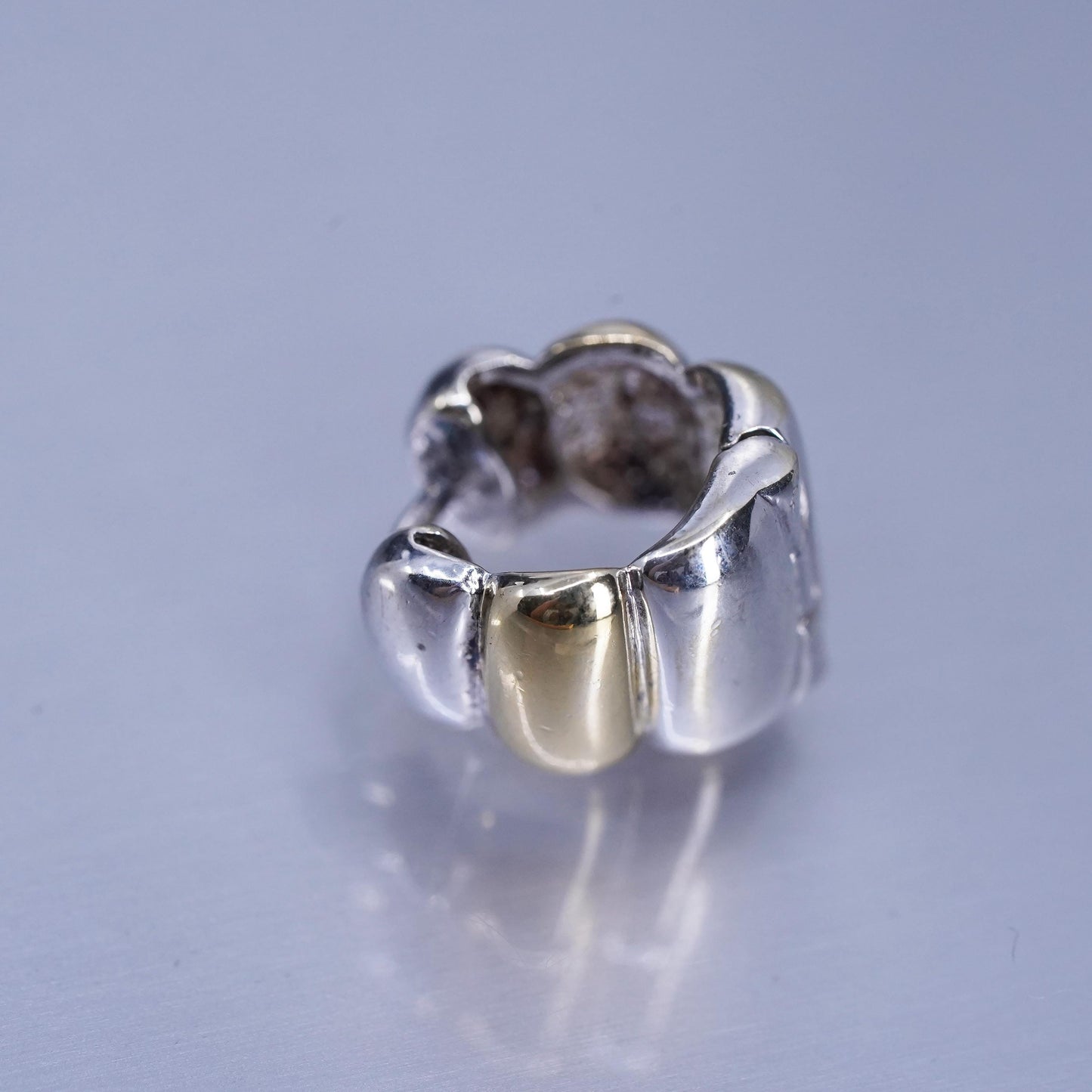 0.5”, vintage two tone Sterling silver single earring, 925 Huggie hoop