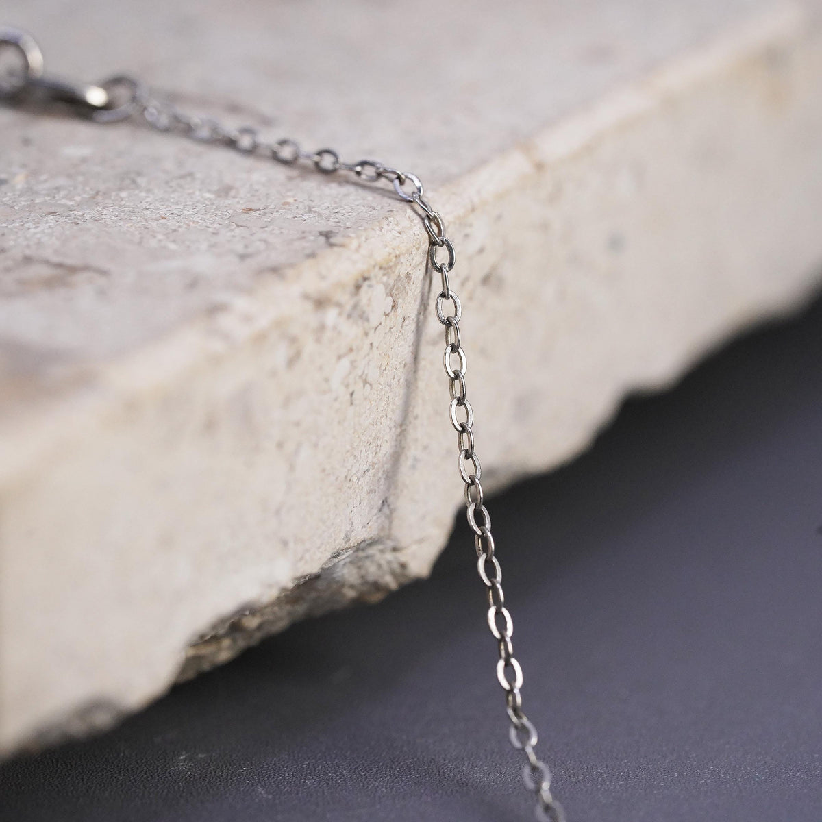 18+2" 1mm, Sterling silver handmade necklace, 925 flatten circle chain