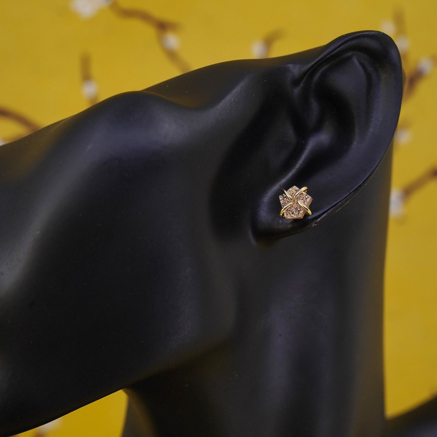 Vermeil gold over Sterling silver natural druzy agate studs, earrings