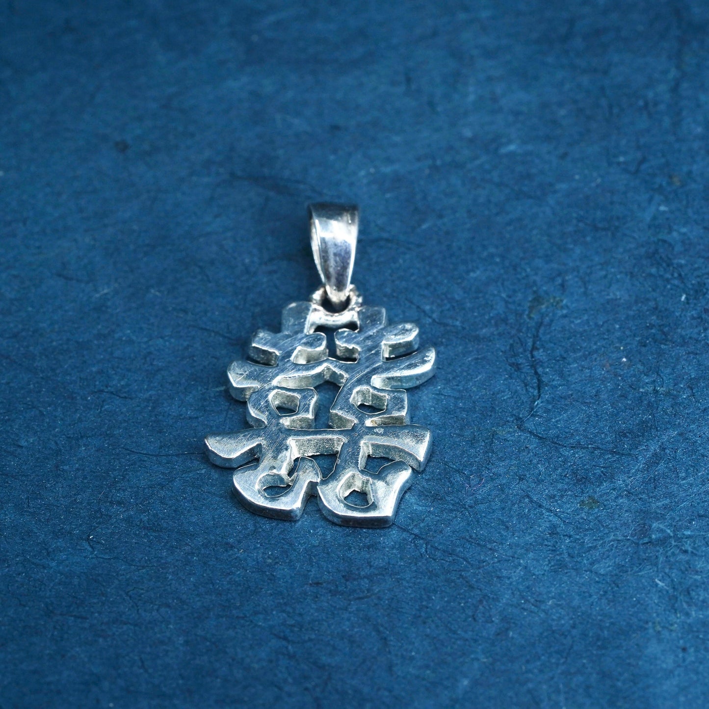 Sterling 925 silver charm pendant with Chinese character “happiness and joy”