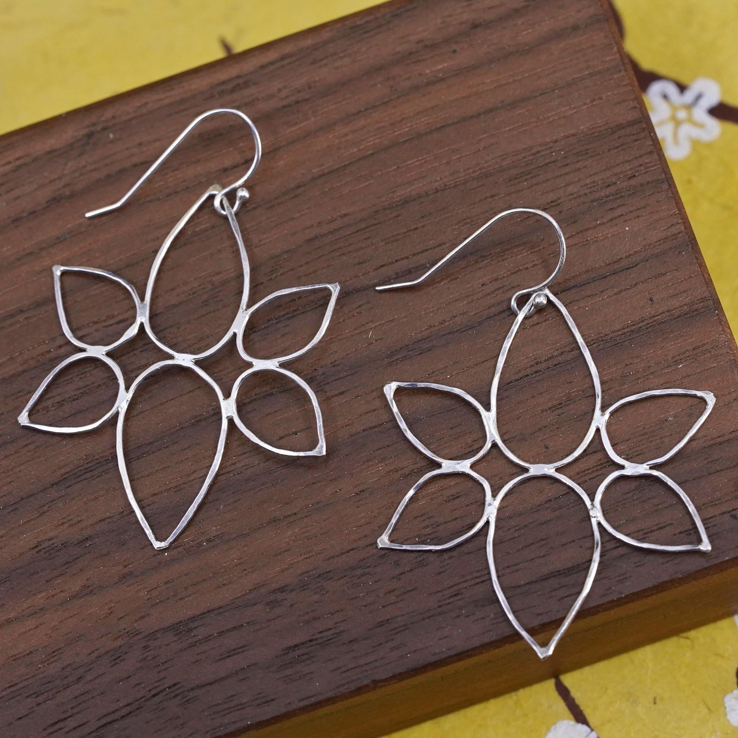 Vintage Sterling 925 silver handmade wired floral earrings