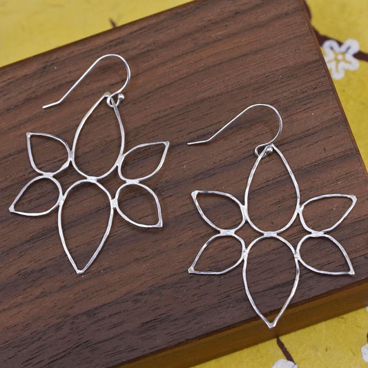 Vintage Sterling 925 silver handmade wired floral earrings