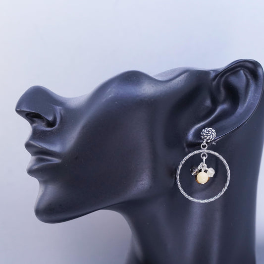 Relios Carolyn Pollack Sterling 925 silver circle earrings golden tiger eye