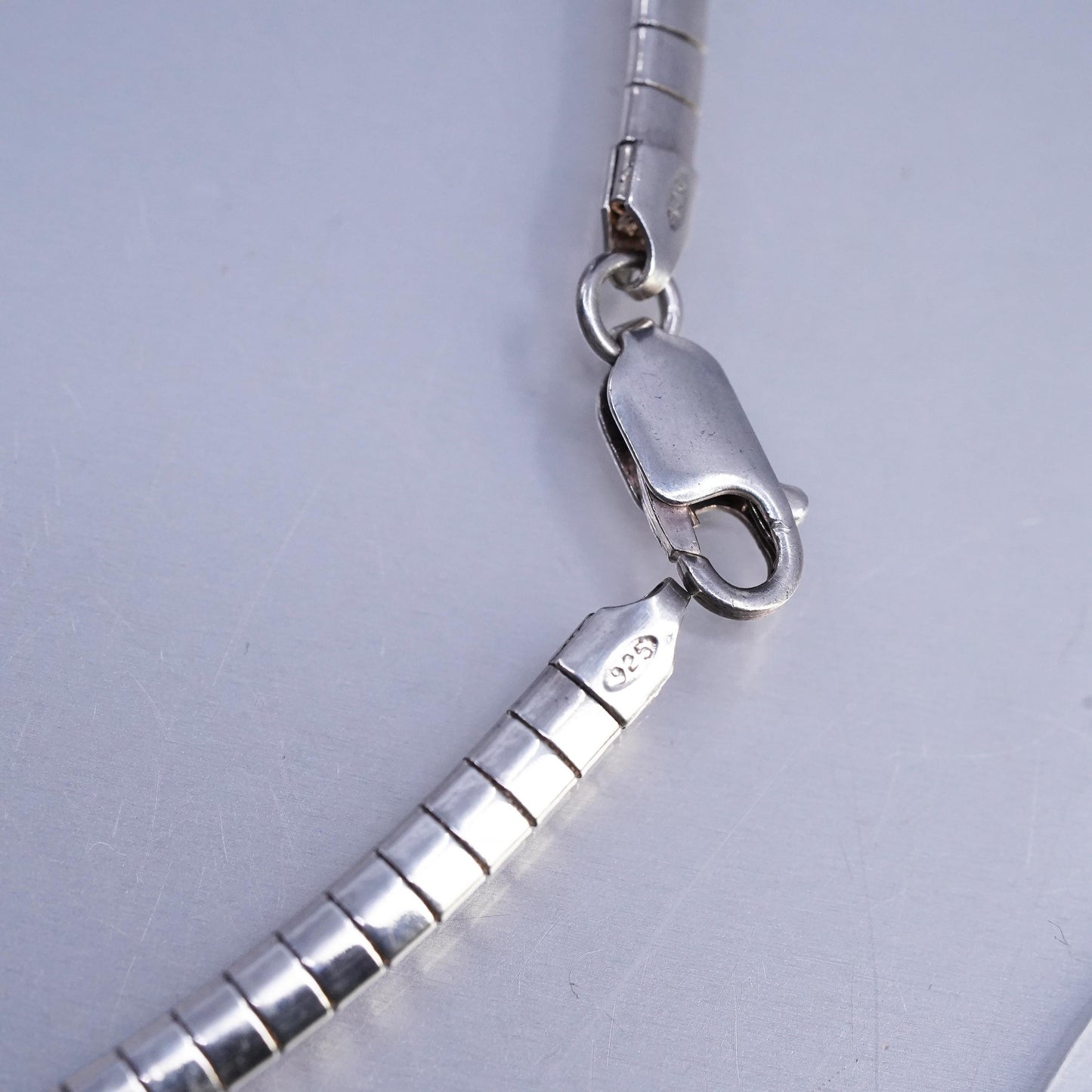 16" 4mm, vintage Italian 925 Sterling silver omega chain necklace