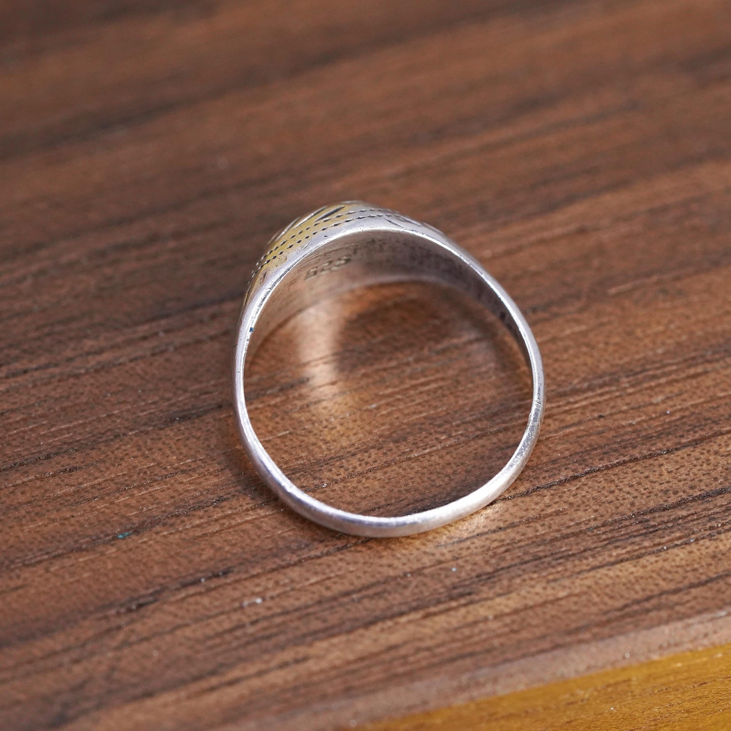 Size 4, vintage Sterling silver handmade ring, 925 textured band