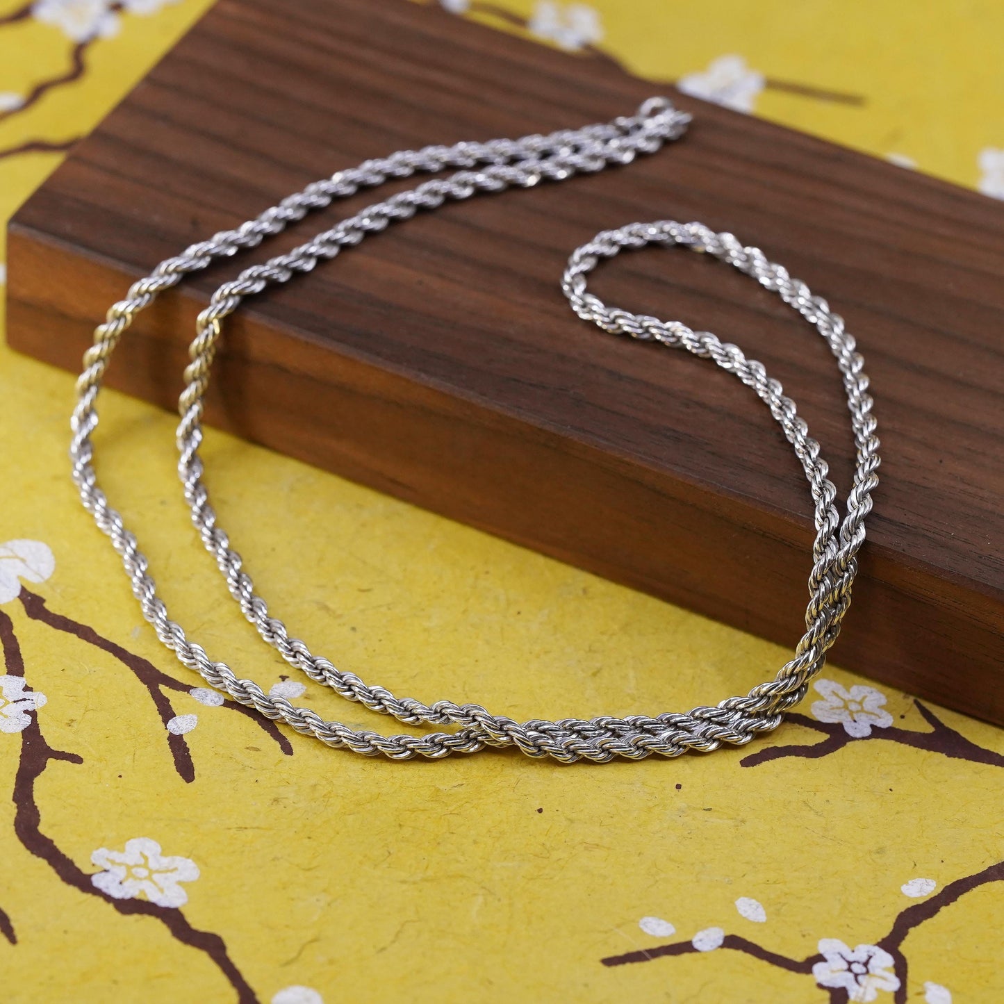 24", 3mm, vintage ARMBRUST Sterling silver necklace, Italy 925 rope chain