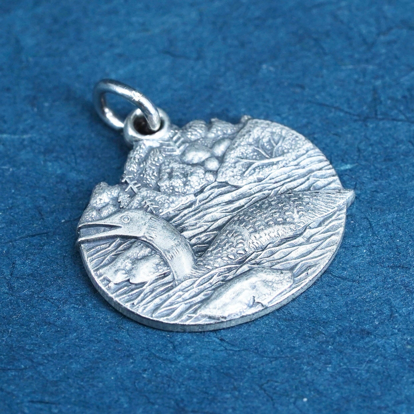 sterling silver handmade pendant, 925 loon minnesota state bird tag charm
