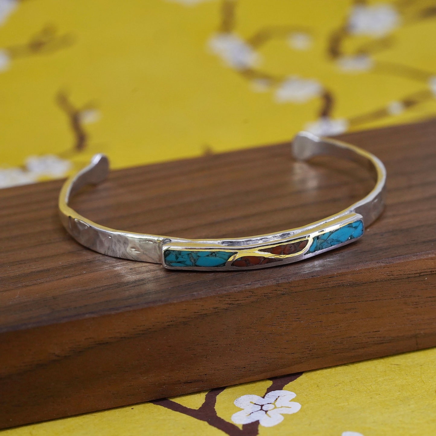 7.75”, Navajo Sterling silver bracelet, Native American, 925 cuff turquoise