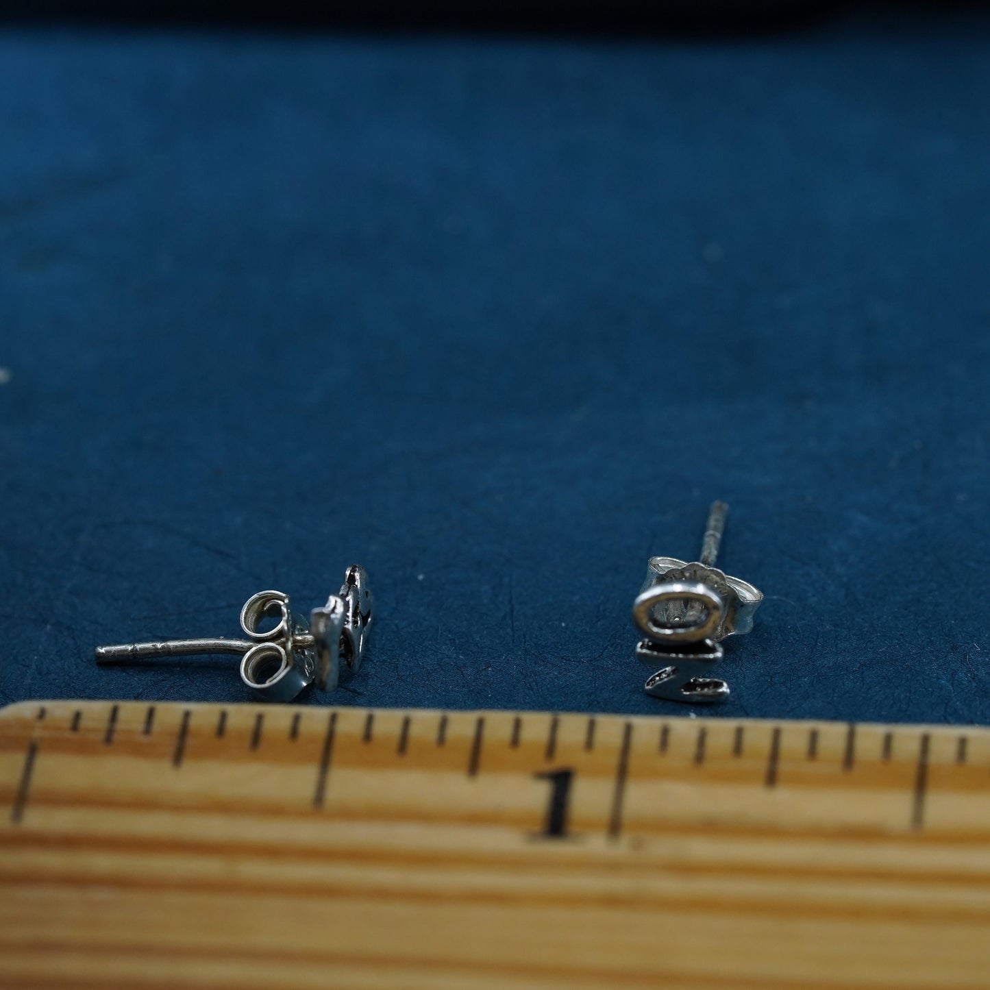 vintage sterling silver handmade earrings, 925 “yes no” studs