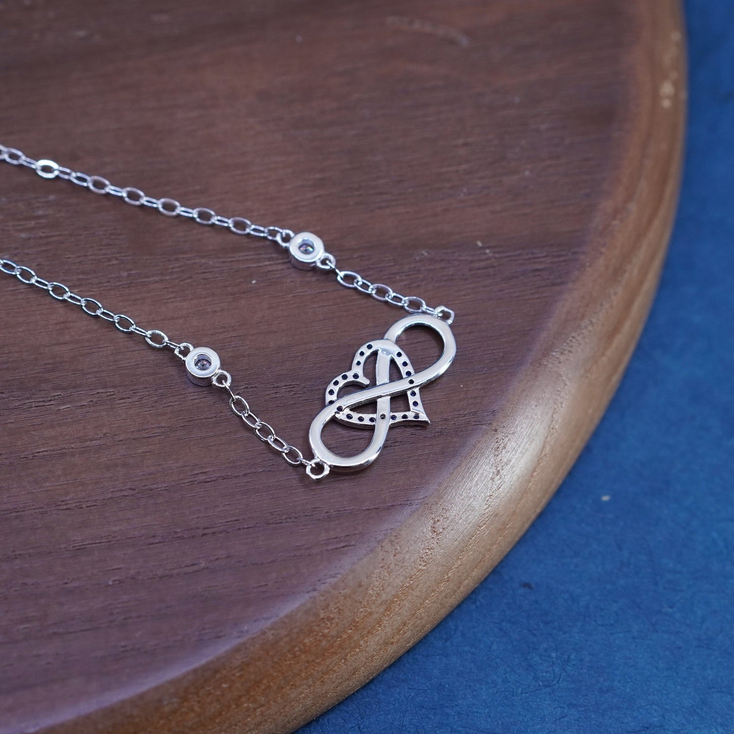 7+2”, Sterling silver handmade bracelet, 925 flatten chain Celtic knot heart