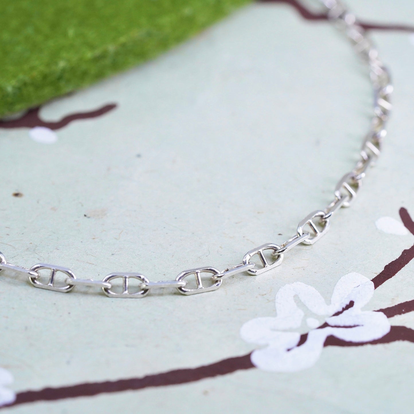 10", sterling silver link bracelet, Italy 925 silver anchor chain anklet