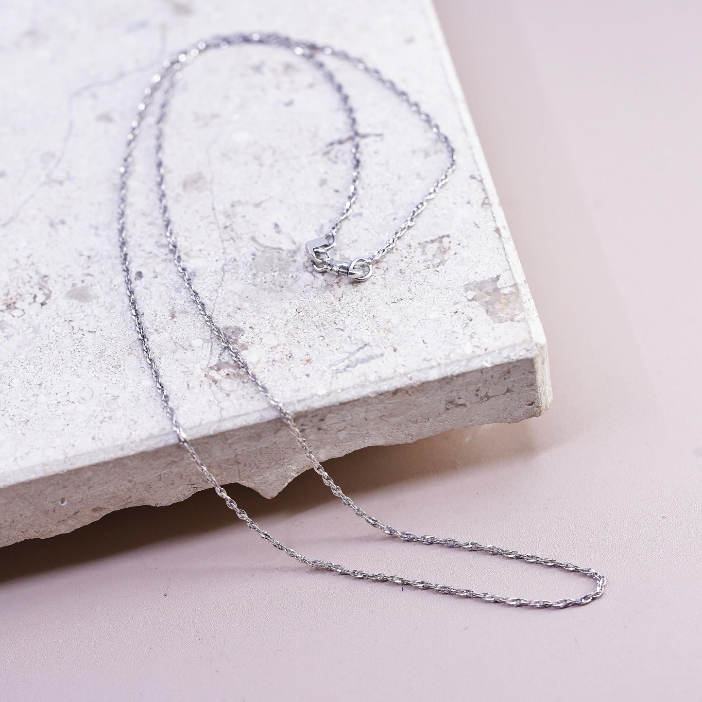 16", 1mm, Vintage Sterling silver necklace, twisted 925 chain