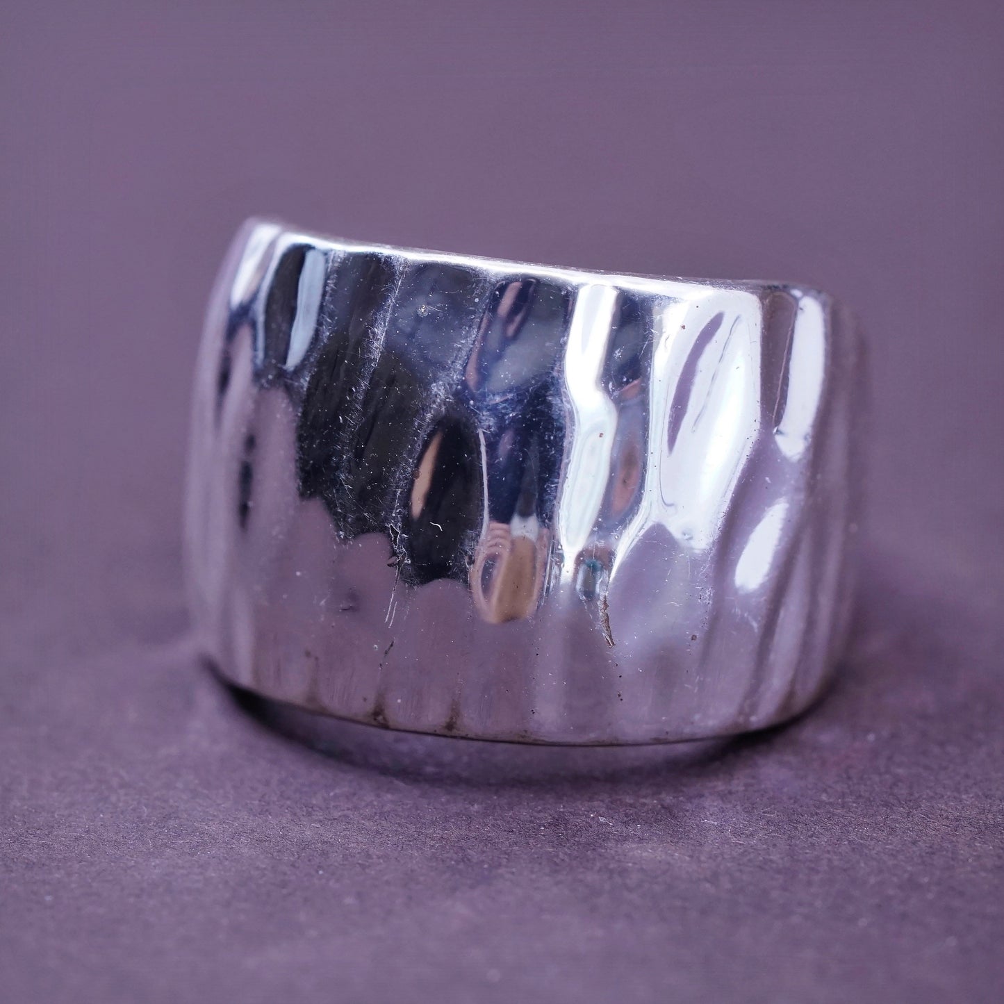 sz 6, Sterling silver handmade ring, 925 ribbed band, minimalist, modernist