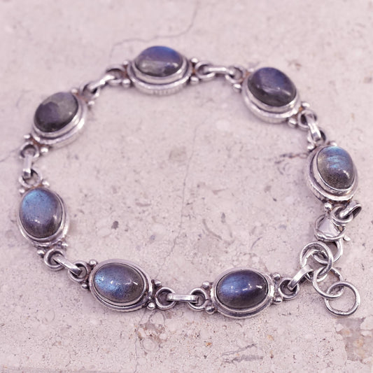 7.25", vintage sterling 925 silver handmade bracelet with moonstone