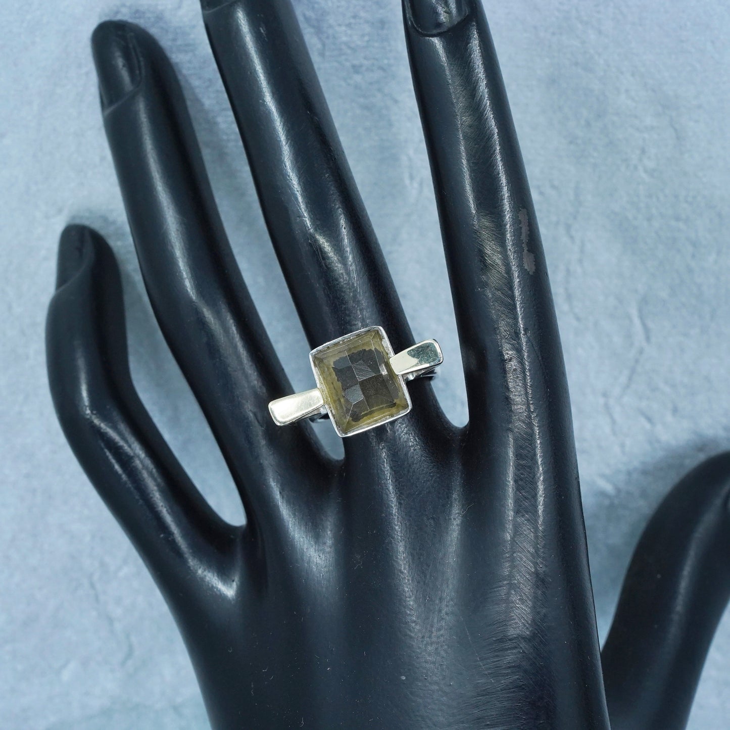 Size 7, vintage modern 14K Sterling 925 silver handmade ring with smoky topaz