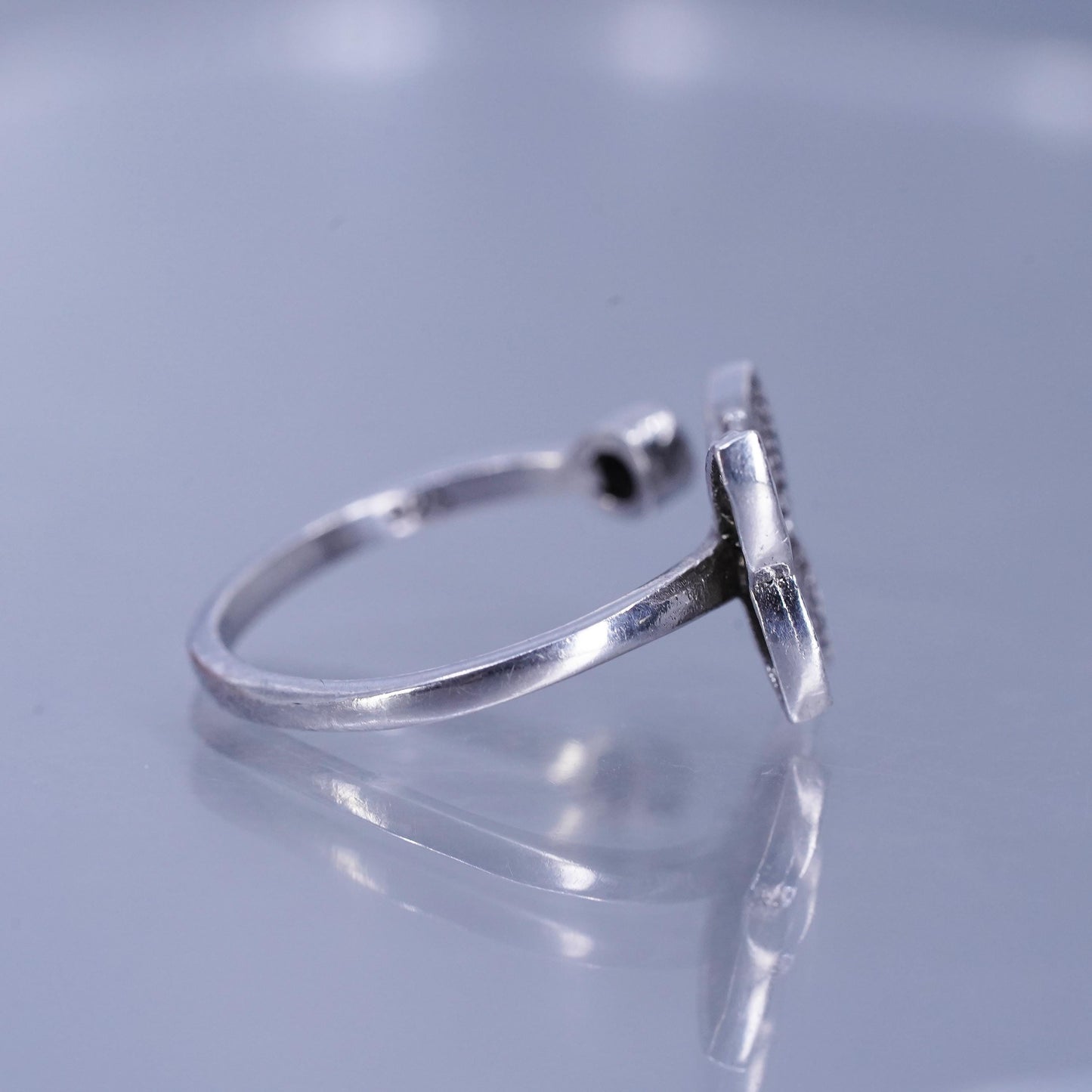 Size 9, vintage Sterling 925 silver adjustable ring, cluster Cz butterfly