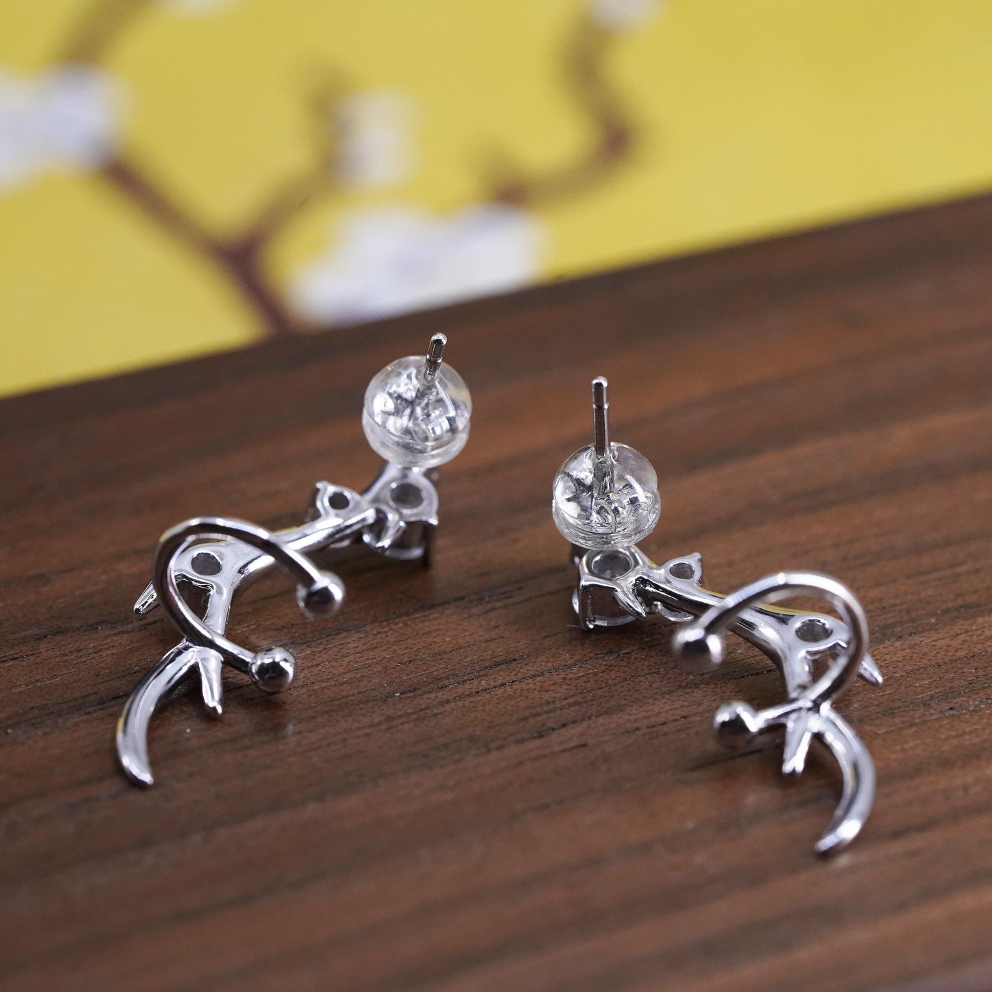 Vintage Sterling 925 silver clear Cz studs, Swarovski earrings