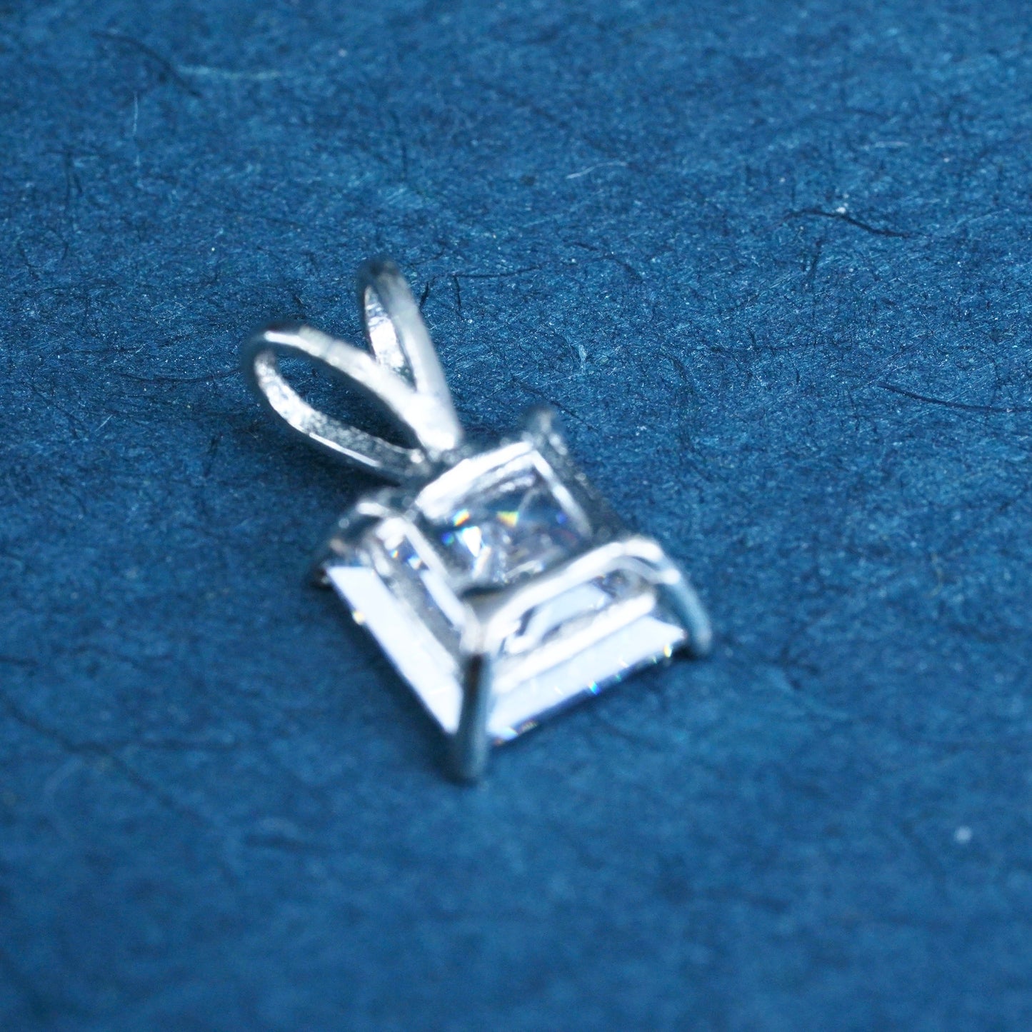 vintage Sterling silver handmade pendant, solid 925 silver with cz details