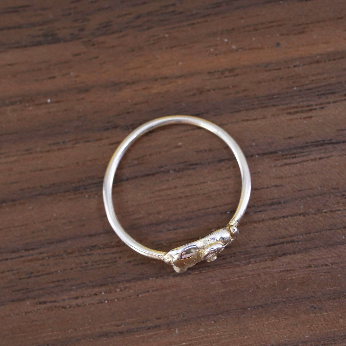 Size 5.5, vintage Sterling silver handmade ring, 925 elephant stackable ring