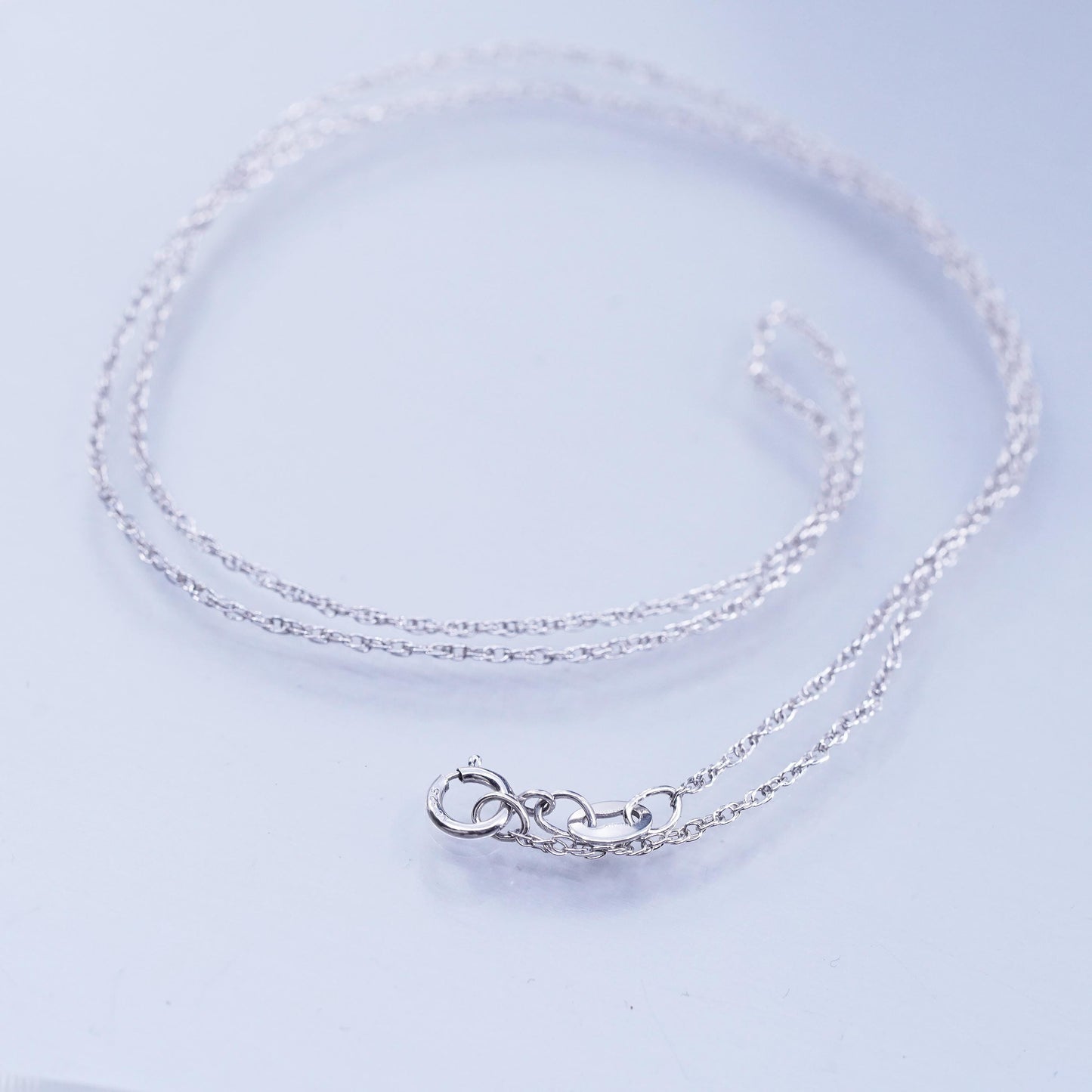 18” 1mm, vintage Italy Sterling 925 silver Singapore rope chain necklace